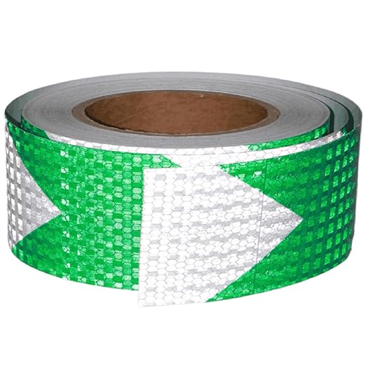 Reflective Tape Green White 3 inch Wide for Automobile, Outdoor Waterproof High Visibility Safety Warning Adhesive Strips (66 feet)