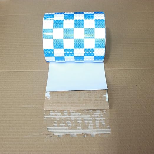 Reflective Tape Blue White 6 inch Wide for Bikes, Outdoor Waterproof High Visibility Safety Warning Adhesive Strips (66 feet)