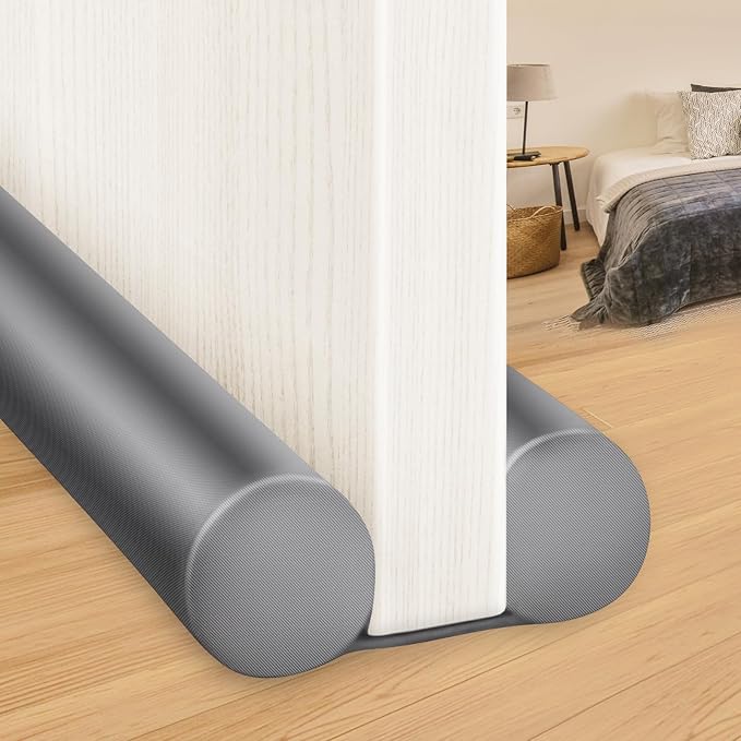MAXTID Large Door Draft Stopper for Bottom of Door 36 Inch Under Door Noise Blocker Under Door Gap Filler Weather Stripping Adjustable Twin Door Sweep Door Draft Guard Window Seal Grey