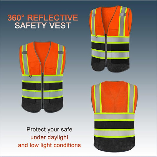 BeautyWill Custom Logo Safety Vest Class 2 High Visibility Reflective Vest for Men - Personalized Logo Team Vest