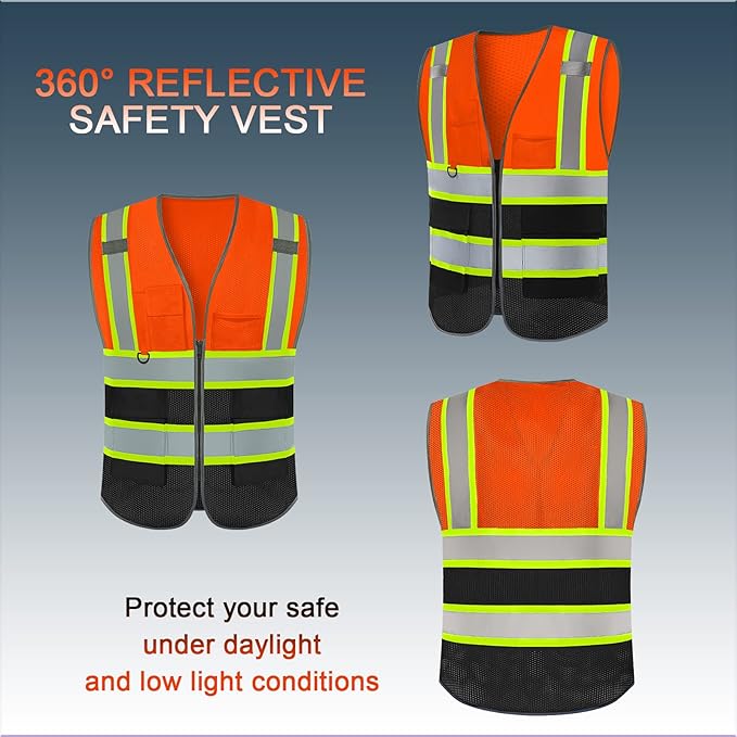 BeautyWill Custom Logo Safety Vest Class 2 High Visibility Reflective Vest for Men - Personalized Logo Team Vest