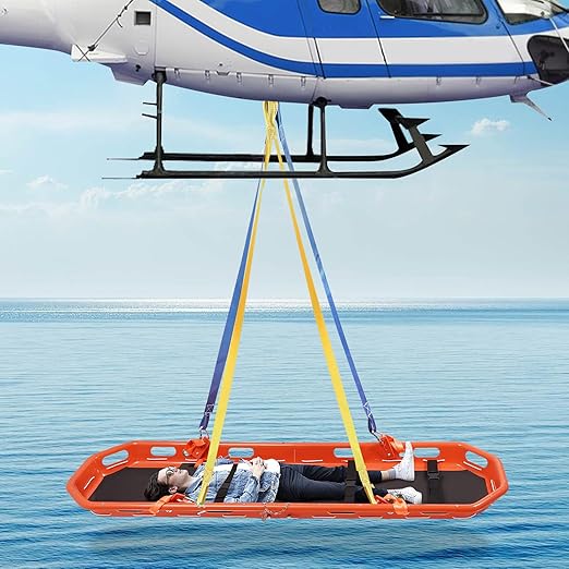 Rescue Basket Stretcher with Lifting Sling, Emergency Stretcher for Air/Sea/Mountain Rescue, 595lbs Load, Detachable, ABS & Stainless Steel