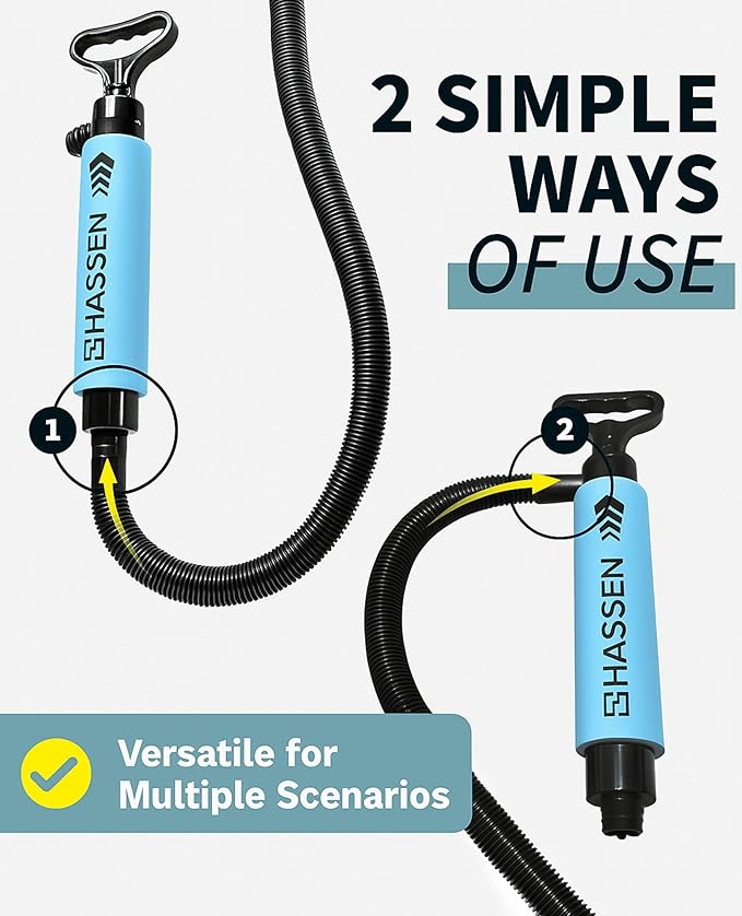 Manual Bilge Pump for Boats, Kayak Portable Hand Pumps for Water Removal - Long Hose Marine Safety Equipment Must Haves, Emergency Tool Home & Outdoors