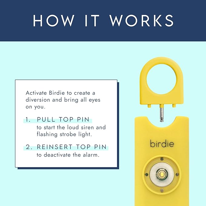She’s Birdie–The Original Personal Safety Alarm for Women by Women–Loud Siren, Strobe Light and Key Chain in a Variety of Colors (Lemon)
