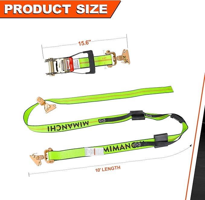 2" x 10' E Track Tire Straps,4Pack,Wheel Straps with E-Track Idler Swivel Anchors Vehicle Hauler,Car Tie Down Straps for Trailers with 3 Rubber Blocks for Towing Car, ATV,UTV