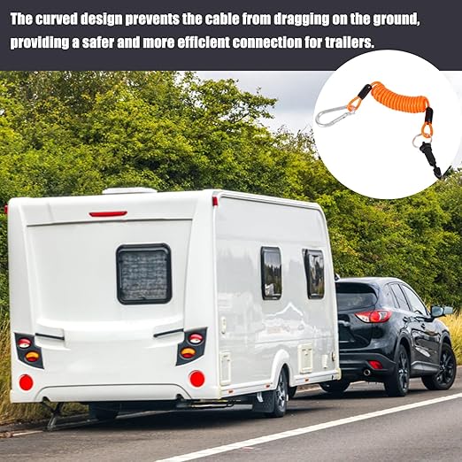 4pcs 183cm/6ft Trailer Breakaway Cable, High Rebound Emergency Brake Cable with Spring Coiled Wire for RV Trailer Towing Emergency Breakaway Switch, RV Camper Accessories (Orange)