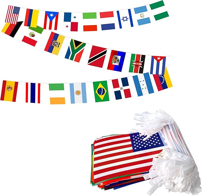 224 Different Countries International String Flags Banner of the World Small Mini Bunting Banners for Grand Opening,Bar,School Office,Sports Events,International Festival Decorations,All Countries Flags,220 Feet