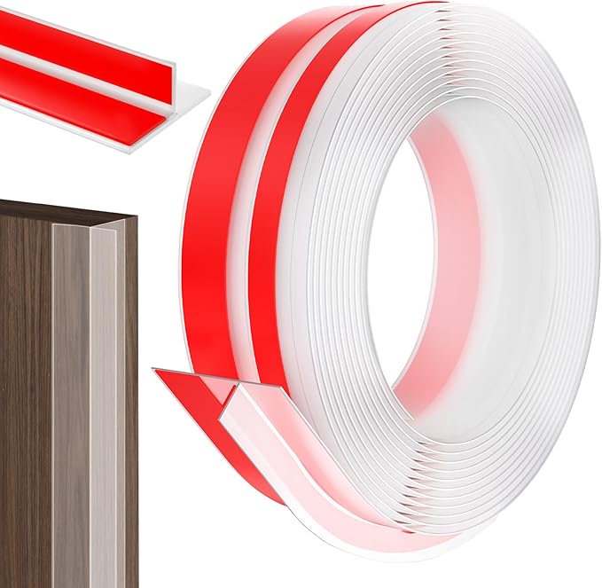 Silicone Weather Stripping Door Seal,2025 Upgraded Seal Strip for Windows Gaps, Double-Sided Strong Adhesive Design,Door Seal Strip for Side of Door 1.37" x 10 ft,Transparent