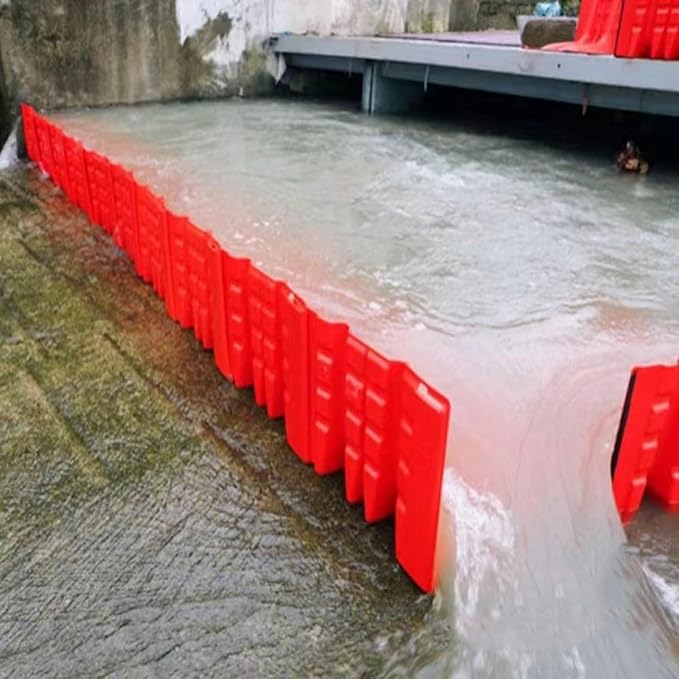 Flood Protection Barrier, 2/3/4/5/6/7/8/9/10/20/30-Pcs Wall Plastic Flood Prevention Board Water Absorbent Dams Diverter Door Dam Flood Barrier Water Barrier(6-Pcs)