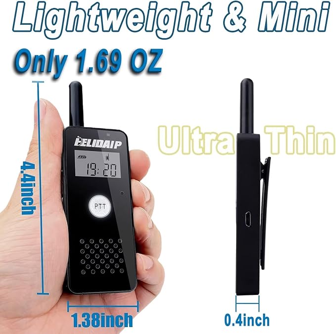 T-M16 Small Walkie Talkies,Portable Two Way Radio with Earpiece & Mic Set Headsets,VOX Hands Free for Restaurants,Hotel,Sports & Outdoor Activities,Hospitals,Tourism,Black 2 Pack