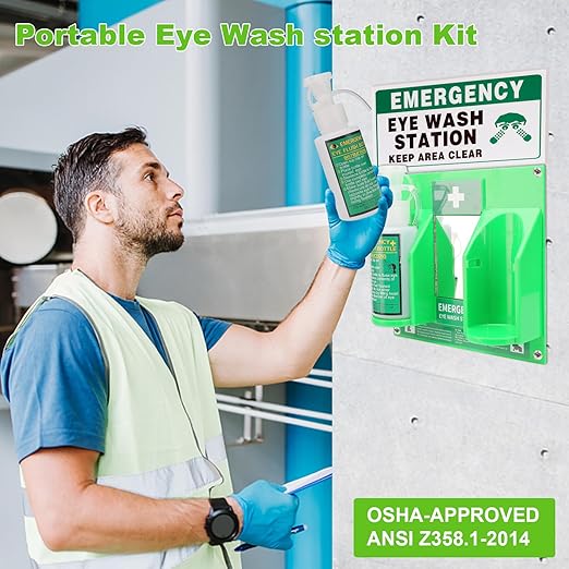 Portable Eyewash Station OSHA-Approved - Wall-Mounted Emergency Eye Wash Flush Bottles Kit 16oz Without Eyewash Solution