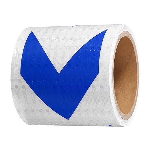 PATIKIL Reflective Tape, 4 Inch x 20 ft Waterproof Self Adhesive High Visibility Safety Warning Arrow Tape Outdoor Reflectors for Trucks Trailers Cars, White Blue