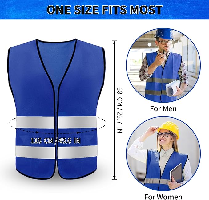 Safety Vests,High Visibility Construction Vest with 2 Reflective Strips,Working Vest for Outdoor at Night One Size