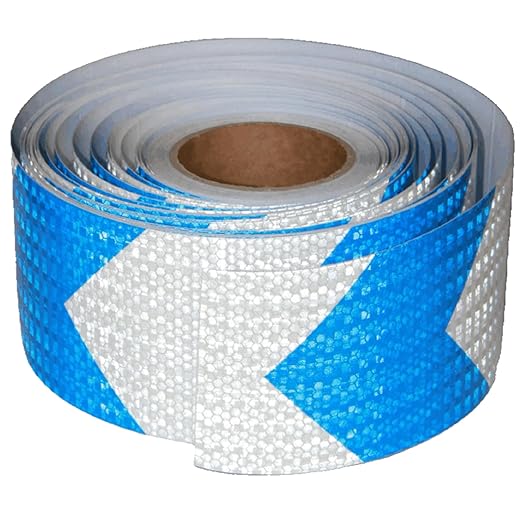 Reflective Tape Blue White 4 Inch x 168 Feet, Outdoor Waterproof High Visibility Adhesive Stickers, Hi-Intensity Safety Strips