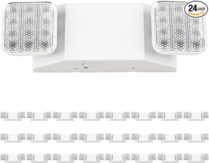 Sunco 24 Pack LED Emergency Lights, Commercial Lighting for Business, Power Outages, Offices, with Backup Battery (90 Minutes), Wall Mount, Hard Wired, 120-277V, Fire Resistant (94V-0) UL