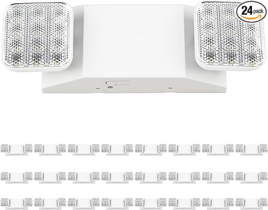 Sunco 24 Pack LED Emergency Lights, Commercial Lighting for Business, Power Outages, Offices, with Backup Battery (90 Minutes), Wall Mount, Hard Wired, 120-277V, Fire Resistant (94V-0) UL