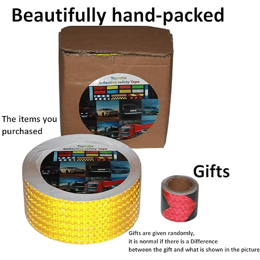 Yellow Reflective Tape Outdoor Waterproof 3 inch, High Visibility Hazard Conspicuity Safety Industrial Marking Tape (166 feet)