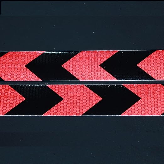 Black Red Reflective Tape 1 in x 68 Feet, Heavy Duty Hazard Caution Warning Safety Adhesive Reflector Tape for Trucks