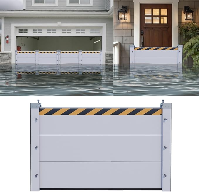 Flood Barriers for Home, Quick Water Barriers for Flooding Outdoor - Reusable Aluminum Alloy Water Retaining for Basement, Front Door, Garage Gate Anti, Flood Wall (H 39.4 in 16 ft)