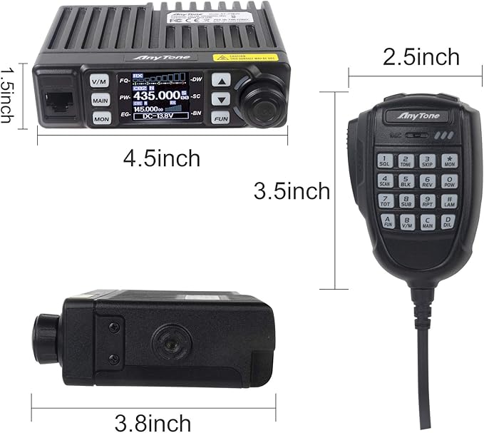 AnyTone Mini Size Dual Band Transceiver Mobile Radio VHF/UHF Two Way Radio AT-779UV for Car Vehicle Black