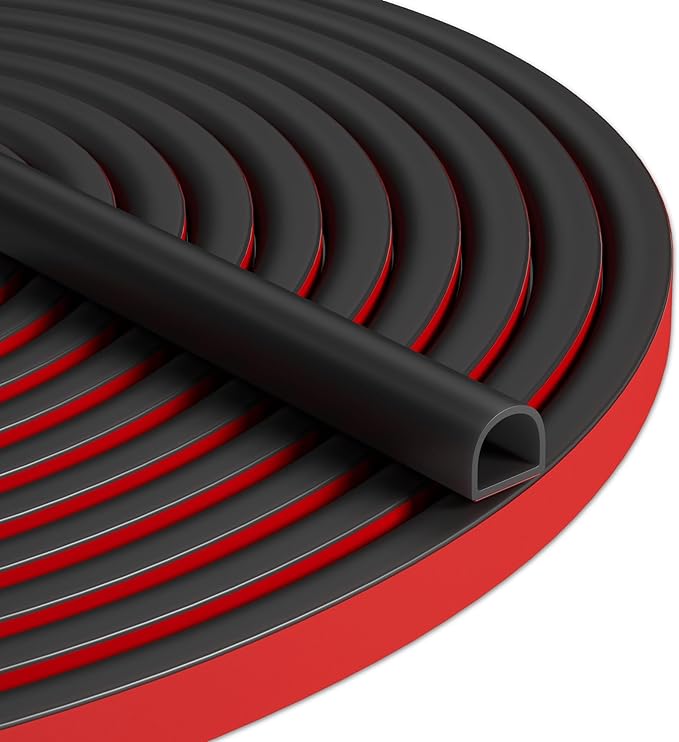 40FT Weather Stripping Door Seal - Self Adhesive Weather Insulation Strip Weatherstripping Silicone D Shaped Seal Strip Door Frame Gap Filler/Window Soundproofing