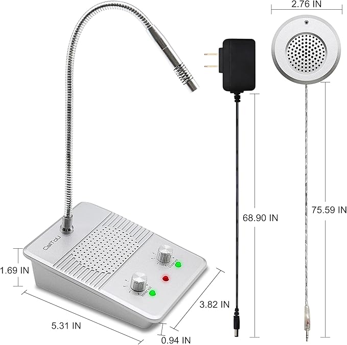 CallToU Window Speaker Intercom System,Anti-Interference Intercommunication Talk Through Glass Window,Intercom System for Business,Bank,Office,Hospital,Counter,Store,Station,Medical Center