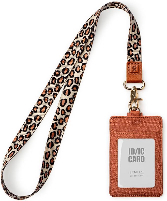 SENLLY ID Badge Holder Gift with Cute Neck Lanyard Strap, 2 Card Slots and 1 Clear ID Window, for Women and Men