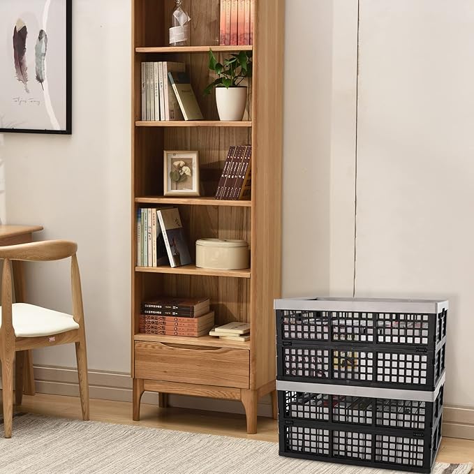 42 Liter Collapsible Storage Crates Plastic, Large Foldable Crates Set of 3