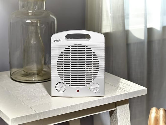 Comfort Zone CZ35E 1,500-Watt Fan-Forced Electric Portable Heater with Adjustable Thermostat, Built-in Overheat Sensor, Safety Tip-Over Switch, and Heat Resistant Housing, White