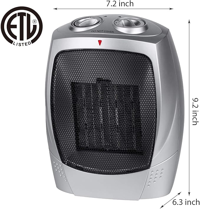 GiveBest Portable Space Heaters for Indoor Use, Ceramic Small Space Electric Heater for Bedroom Office, 1500W/750W with Adjustable Thermostat, Overheat and Tip Over Protection, Heater Fan and Combo