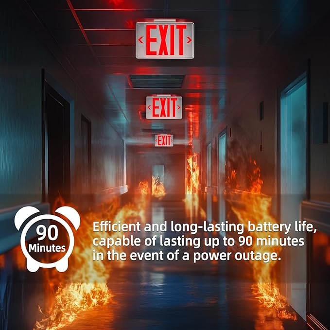 Red Exit Sign, Emergency Exit Sign with Battery Backup,Led Emergency Exit Light,UL Certified, US Standards, Combo for Business,120V/277V AC,6 Pack