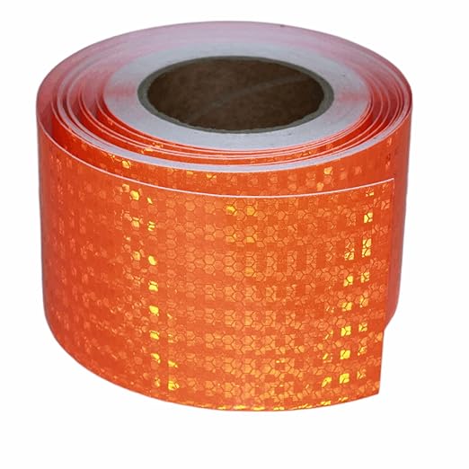 Industrial Reflective Tape Orange 4 inch Wide, Outdoor Waterproof High Visibility Safety Warning Adhesive Reflector Strips (66 feet)