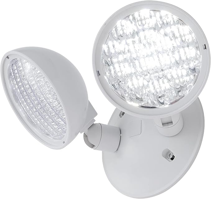 TANLUX Emergency Remote Head Lighting, 1 Pack Double Head Emergency Light, UL Listed, Multi Voltage 6V to 24 Volt Input, 2 by 3 Watts, 2 by 180 Lumen, White