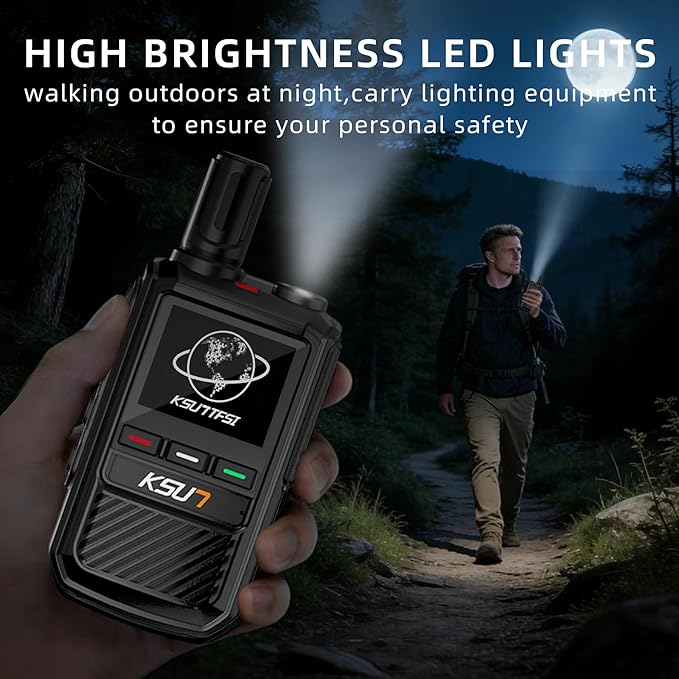 Lifetime Free Global Rapid Walkie Talkies Unlimited Range Nationwide PTT 4G LTE PoC Long Range Two Way Radio 5000 Miles Long Distance with Flashlight for Family,Outdoor,Logistics (7 Pack with SIM)