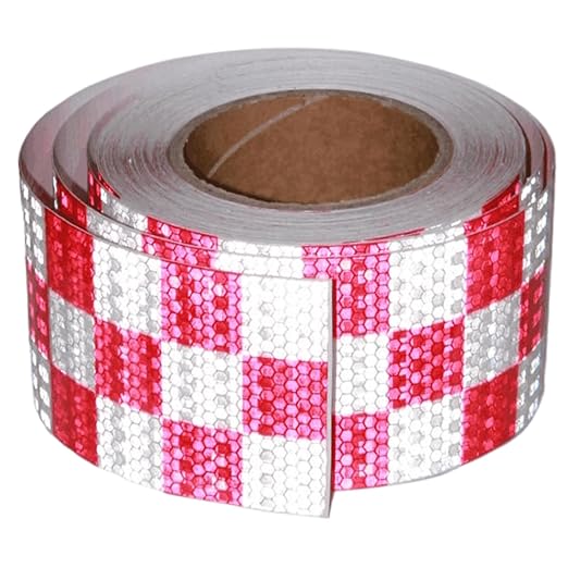 Reflective Tape Red White 3 Inch x 68 Feet, Outdoor Waterproof Conspicuity Strong Adhesive Reflector for Vehicles