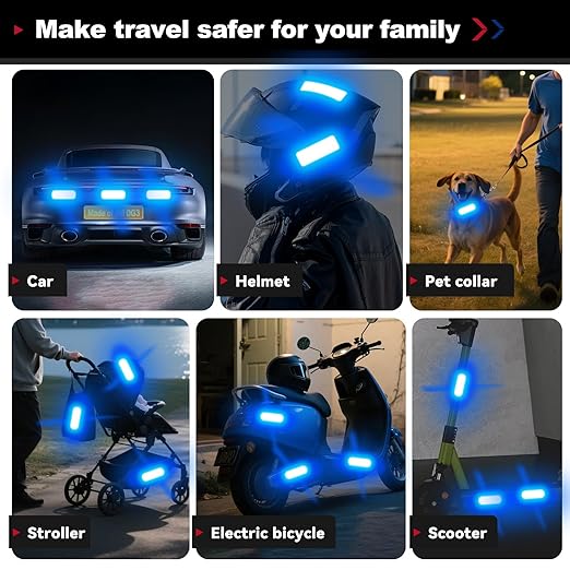 20 Pcs Super Reflection Reflective Stickers, Blue, Made of 3M DG3, Safety Reflective Tape for Car, Bike, Mailbox, Helmet, Outdoor, Waterproof, 3.15" X 1.18"