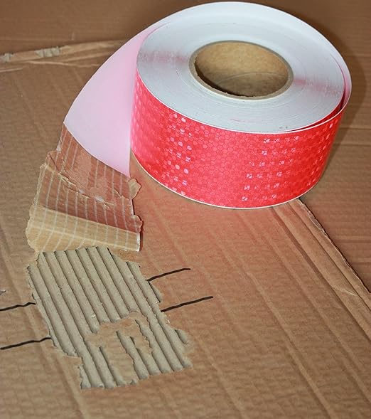 Red Reflective Tape Outdoor Waterproof 3 inch, High Visibility Hazard Conspicuity Safety Industrial Marking Tape (166 feet)
