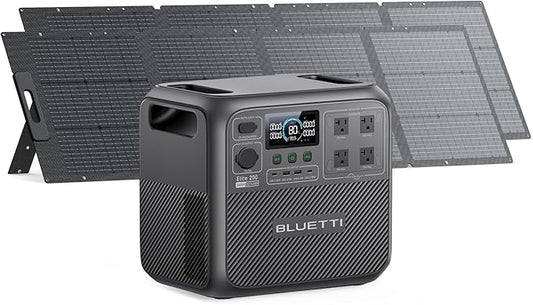 BLUETTI Elite 200 V2 Solar Generator with 2 200W Solar Panels Included (Ships Separately), 2073.6Wh Portable Power Station w/ 4 2600W AC Outlets, 17-Year Lifespan, LFP Power for Camping, Off-grid