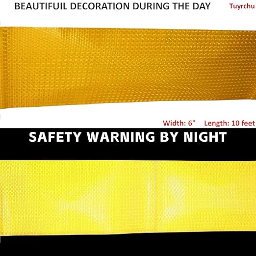 Reflective Tape Yellow 6 inch, Outdoor Waterproof Hazard Conspicuity Warning Industrial Marking Tape (10 feet)