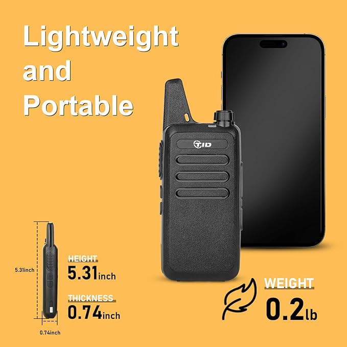 TIDRADIO TD-M8s Radios Walkie Talkies Rechargeable Two Way Radio (6 Pack) License-Free FRS Radio with 6 Way Multi Gang Charger USB Charger 2 Way Radio