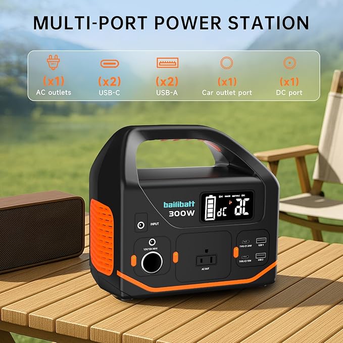 Portable Power Station, 266wh Power Generator 300W Lithium Battery, Power Station for Camping, Home Use, Outdoor, Emergency Backup With 110V Pure Sine Wave AC Outlet