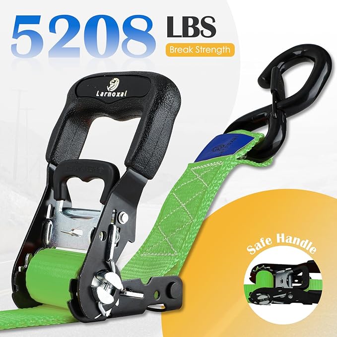 Ratchet Straps, 1.5 inch x 8.2 ft(4 Pack) Heavy Duty Tie Down Straps, Ratchet Tie Down Straps with Soft Loops-5,208 lbs (Green)