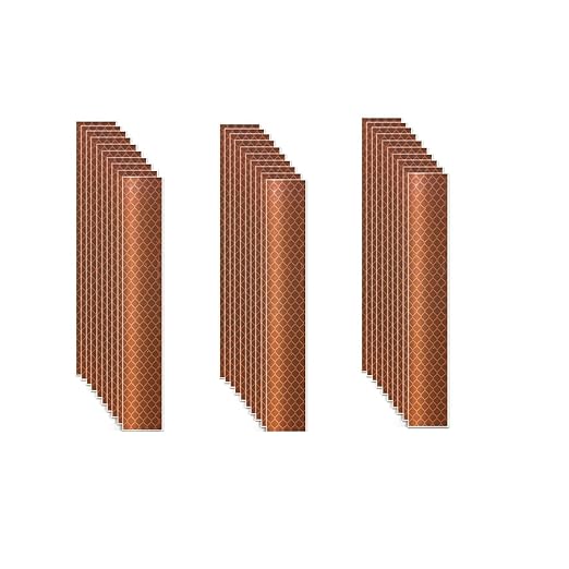 Brown Reflective Stickers 1 inch X 6 inch, Outdoor Waterproof High Visibility Warning Safety Adhesive Reflector Tape (30 Pcs)