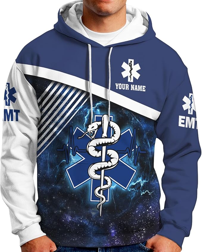 Personalized EMT 3D Shirt, EMT 3D Hoodie, 3D EMS Hoodies for Men, Medical Uniforms EMS Shirt, Emergency Medical Service Shirt