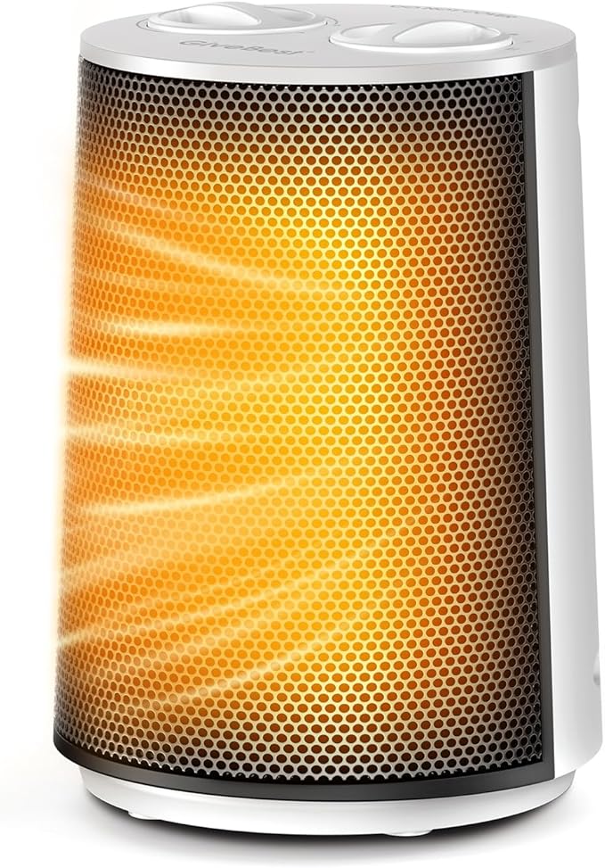 GiveBest Portable Space Heater – 1500W Quiet & Energy Efficient Overheat & Tip-Over Protection, Fast Heating PTC Technology, Ideal for Bedroom, Office & Desk Use, White