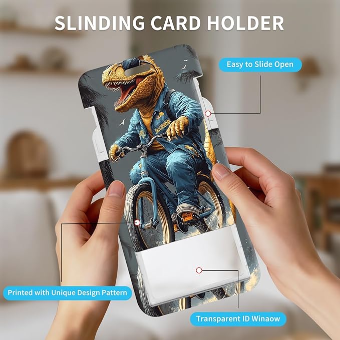 ID Badge Holder with Retractable Lanyard for Women & Men,Vertical ID Card Holder Wallet,Clear Window&Card Slot,Detachable Neck Strap for Nurse Teacher Office,T-Rex Biking Beach