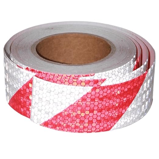 Reflective Tape Red White 2 Inch x 68 Feet, Outdoor Waterproof Warning Reflector, Night Safety Stickers for Bicycles