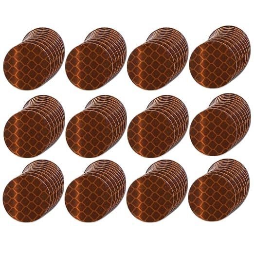 Brown Reflective Stickers 1-inch Diameter Round Reflector, Outdoor Waterproof High Visibility Warning Adhesive Tape (120 Pcs)
