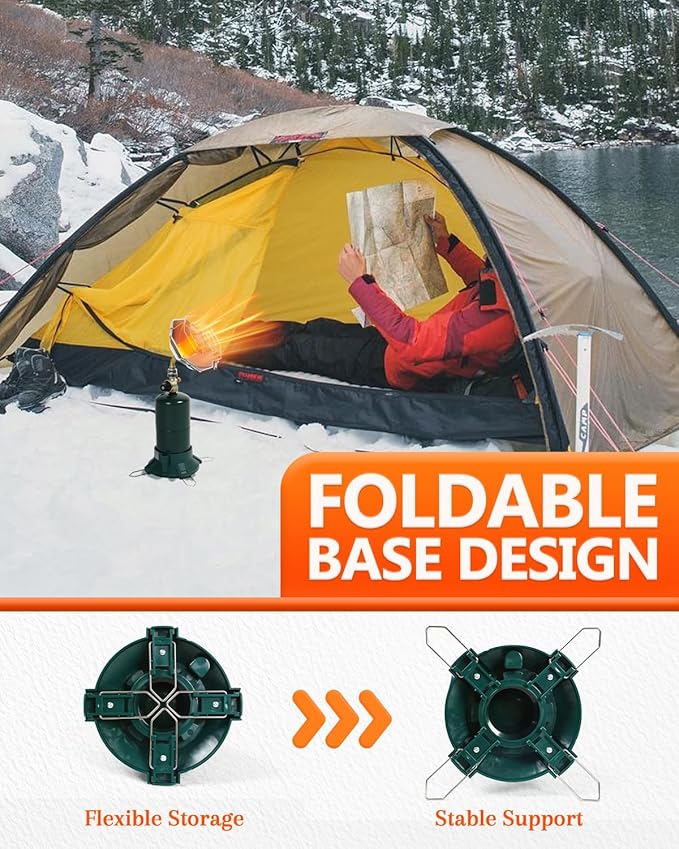 Breeze Touch Portable Propane Heater for Camping, 6200 BTU Outdoor Heater with Foldable Gas Tank Holder and Control Valve, Small Heaters for 1lb Propane Tanks, Suitable for Tent Fishing Hunting