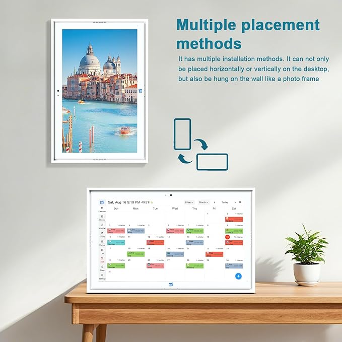 15.6 "Digital Calendar & Chore Chart, For Family Scheduling, Meal Planning, Task Rewards, Video Call，Online Sync With Mobile App, 32G Memory Smart Digital Photo Frame, Desktop Stand And Wall-Mounted